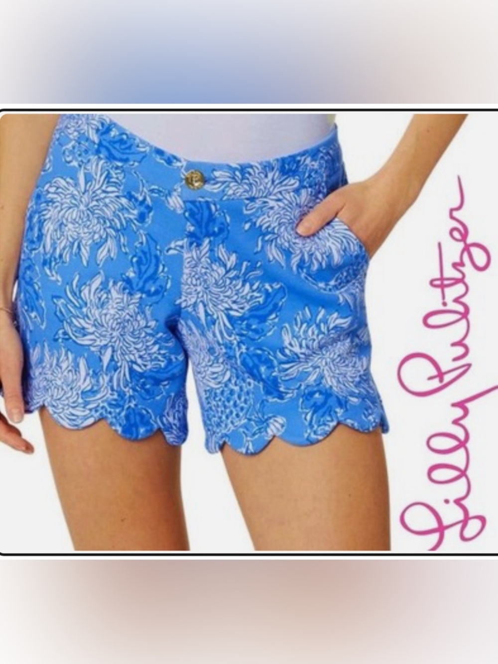 Lilly Pulitzer size 4 Buttercup *Knit! Shorts in "Boca Blue Croc & Lock It" - Picture 7 of 7